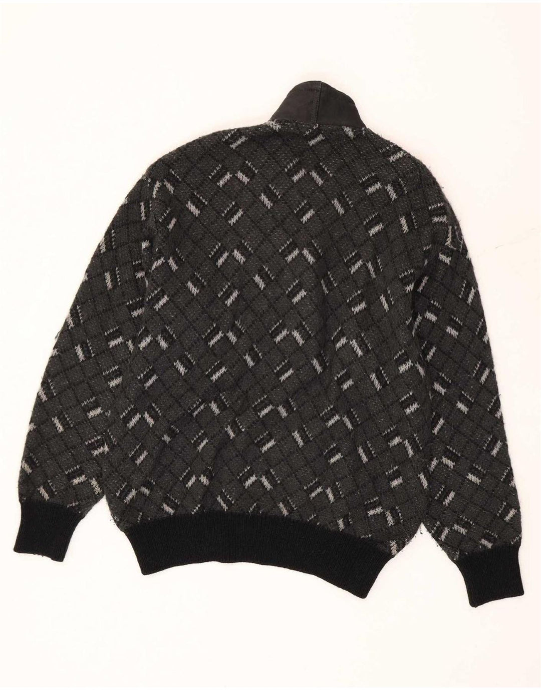Andrea Celli Herre V-hals sweater Medium Grå Geometrisk Mohair