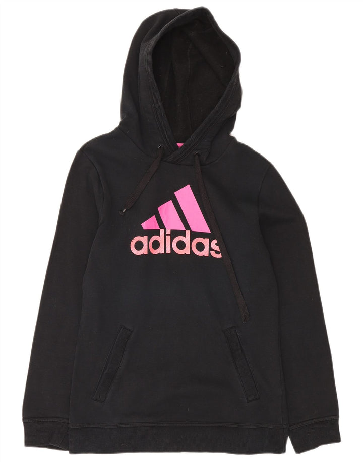 ADIDAS Grafisk hættetrøje til kvinder UK 10 Lille sort bomuld