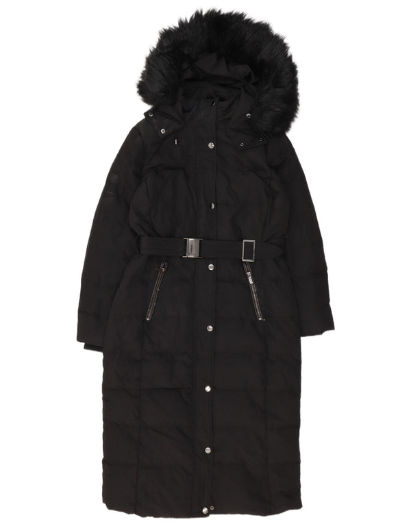Phase Eight Dame Hætte Oversized Polstret Frakke UK 12 Medium Sort