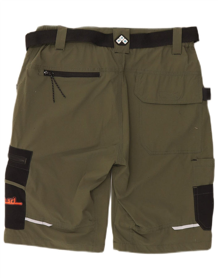 Vintage Herre grafiske Cargo Shorts Large W34 Khaki Colourblock