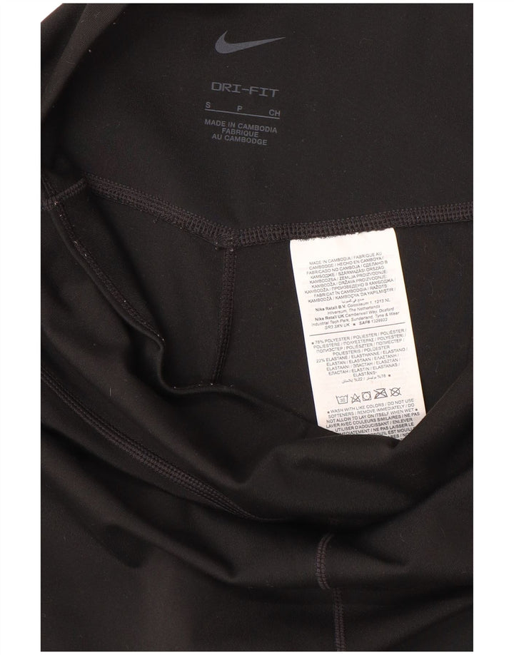 NIKE Dame Dri Fit Capri Leggings UK 10 Small Black Polyester