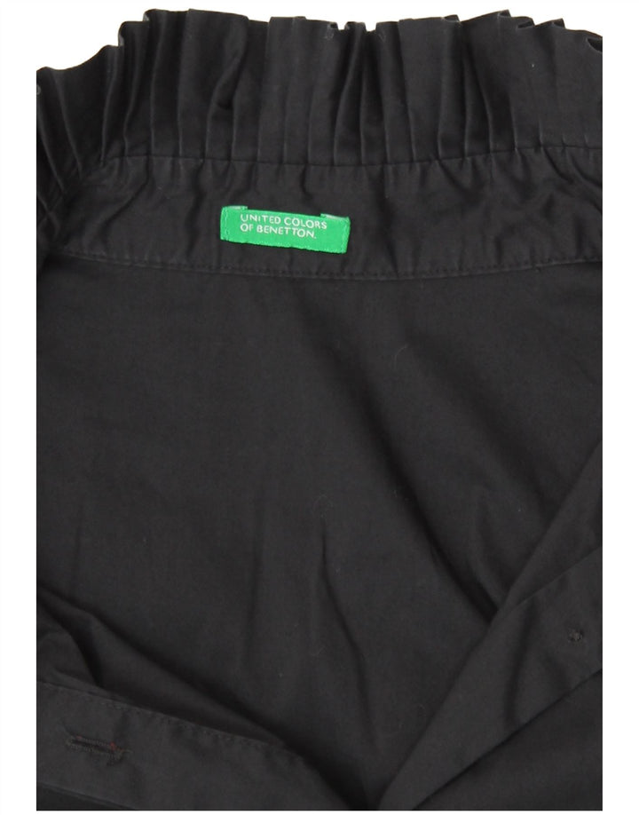 Benetton Dame Langærmet Bluse UK 14 Medium Sort