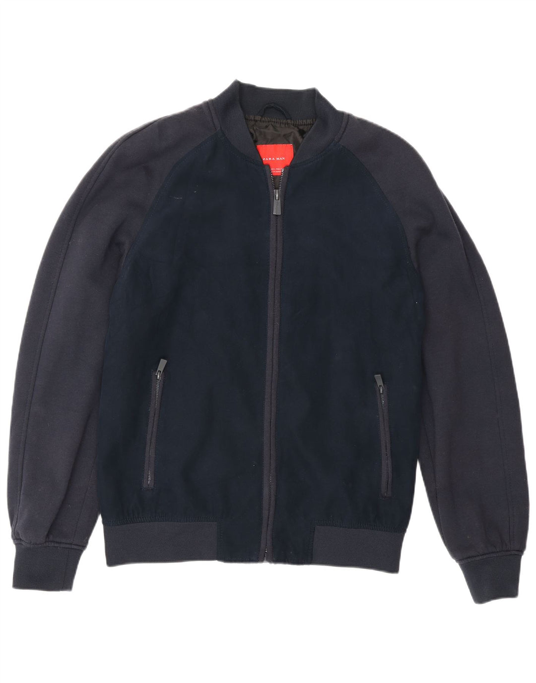 Zara Herre Bomber Jacket UK 40 Large Navy Blue