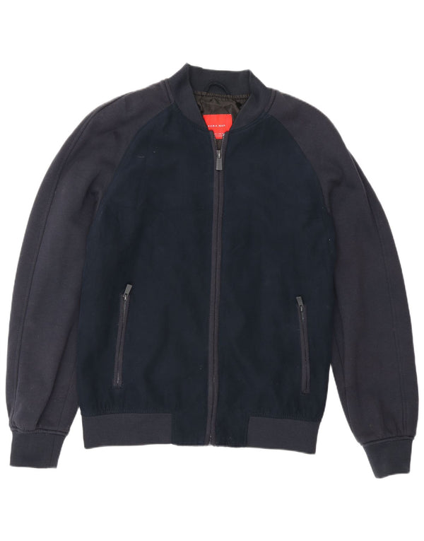 Zara Herre Bomber Jacket UK 40 Large Navy Blue