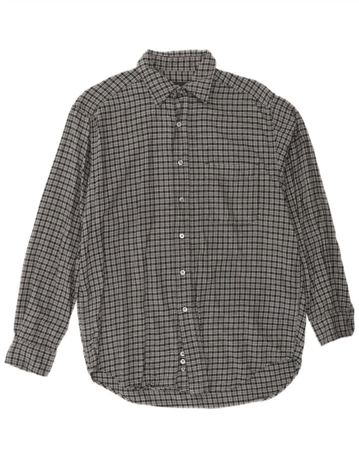 EDDIE BAUER Flanelskjorte til mænd, lille grå ternet bomuld