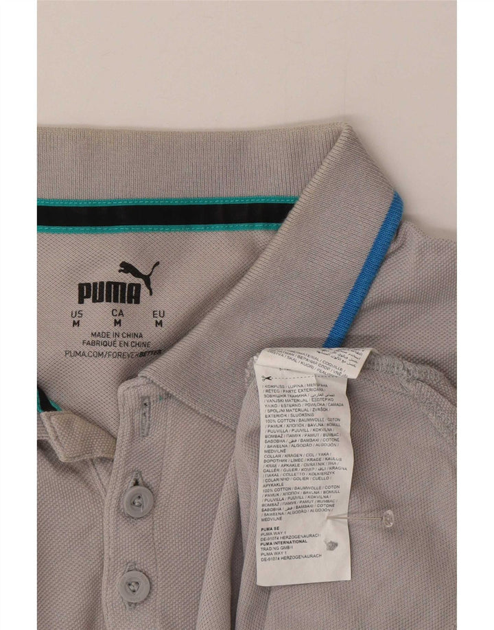 Puma herre poloshirt mellemgrå stribet bomuld