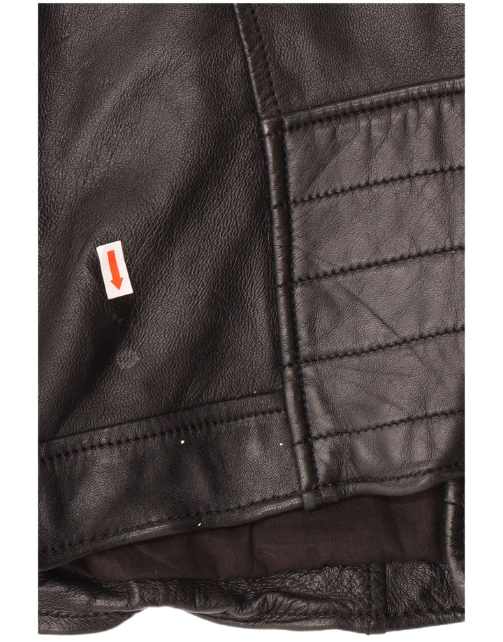 Freaky Nation Herre Læder Biker Jacket UK 38 Medium Sort Læder