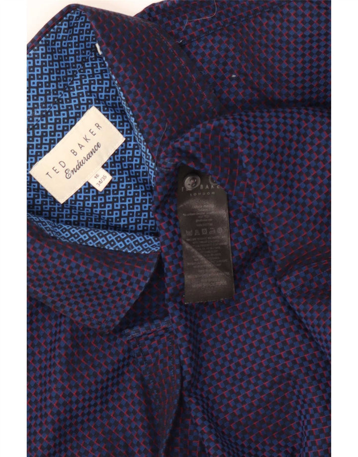Ted Baker Herreskjorte str. 16 Large Marineblå Geometrisk Bomuld