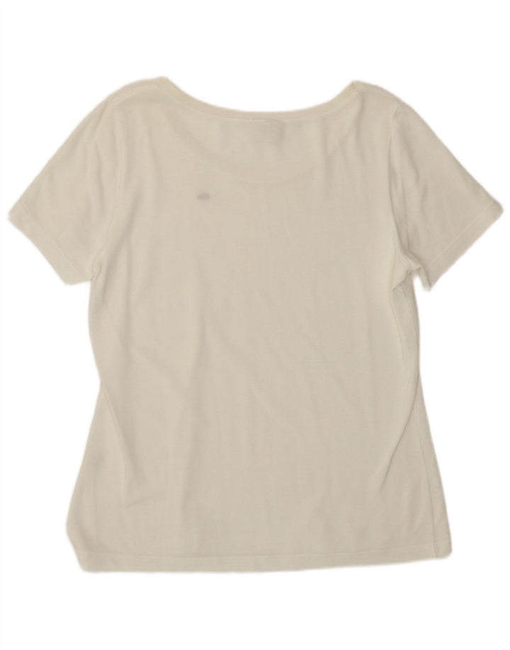 Lacoste Dame T-Shirt Top Str. 44 Stor Hvid Bomuld