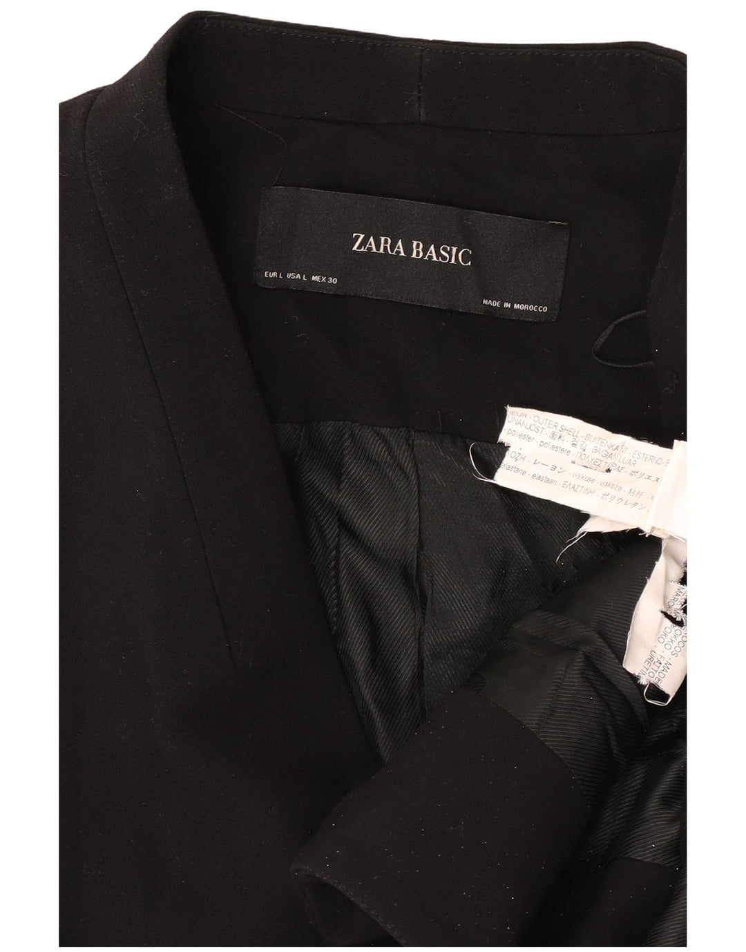Zara Dame Blazer Jacket UK 16 Stor Sort Polyester