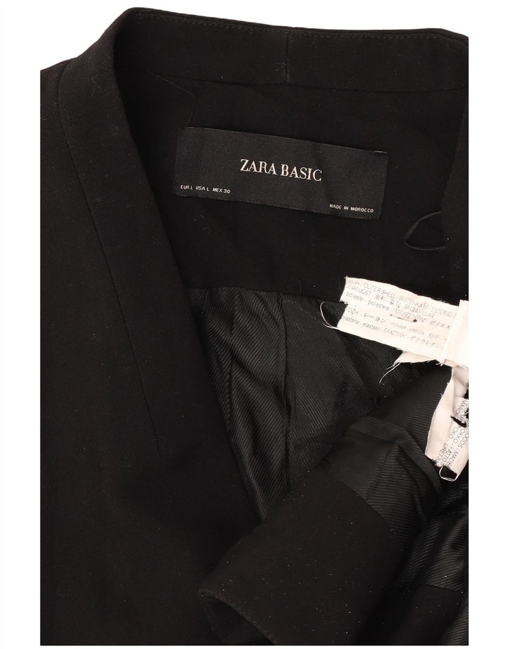 Zara Dame Blazer Jacket UK 16 Stor Sort Polyester