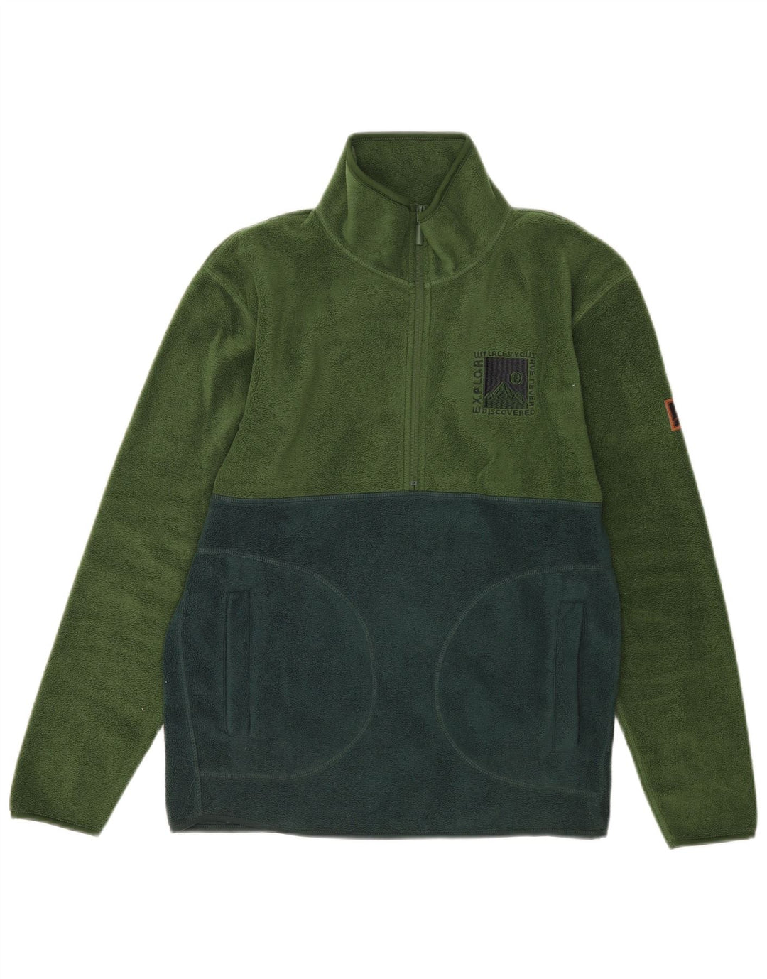Vintage fleecetrøje med lynlås til mænd mellem grøn Colourblock Polyester
