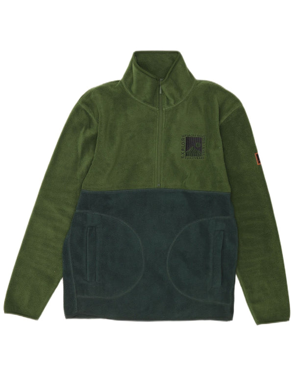 Vintage fleecetrøje med lynlås til mænd mellem grøn Colourblock Polyester