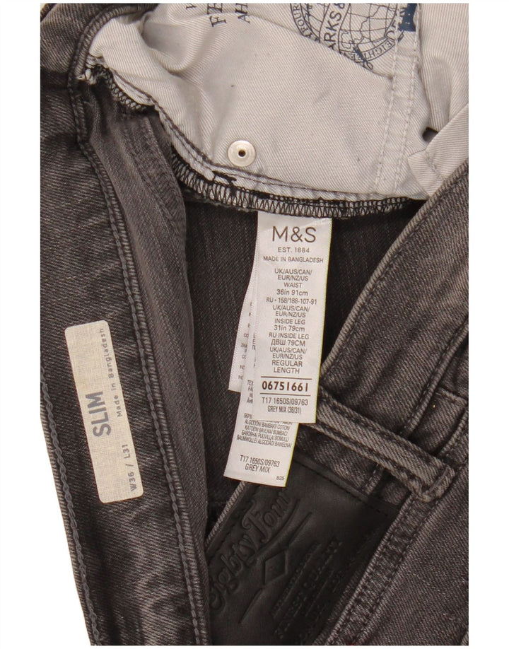 Marks & Spencer Herre Slim Jeans W36 L31 Grå Bomuld