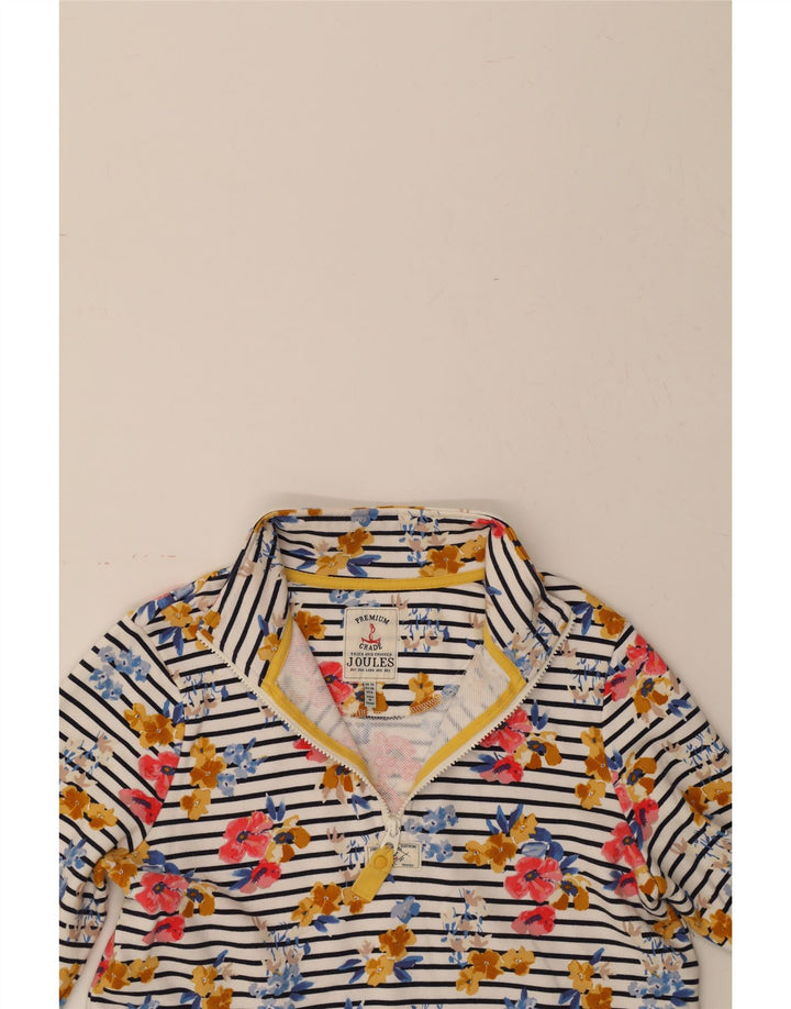 JOULES Womens Zip Neck Sweatshirt Jumper UK 10 Small Multicoloured Floral Vintage Joules and Second-Hand Joules from Messina Hembry 
