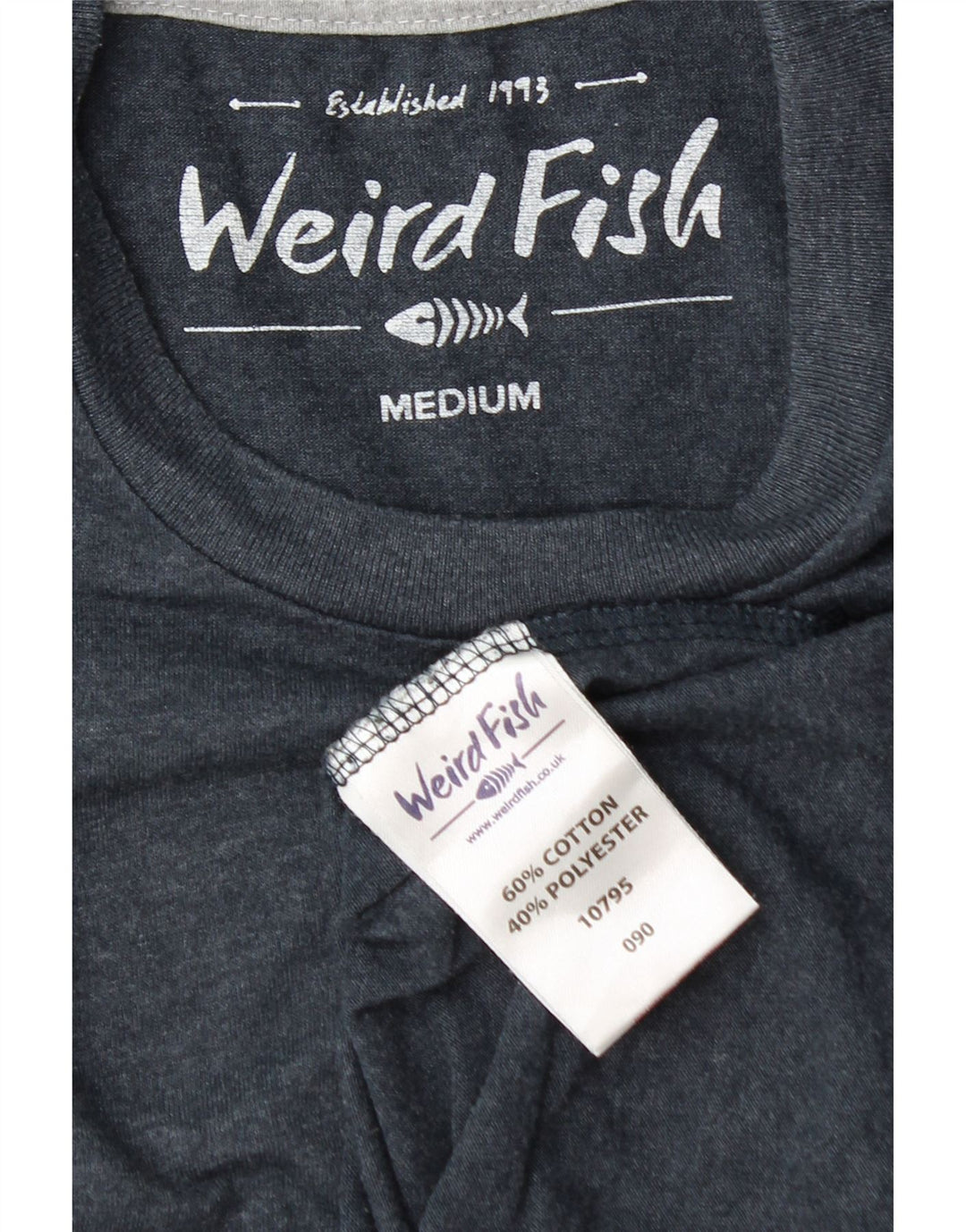 Weird Fish Herre T-Shirt Top Medium Marineblå Bomuld
