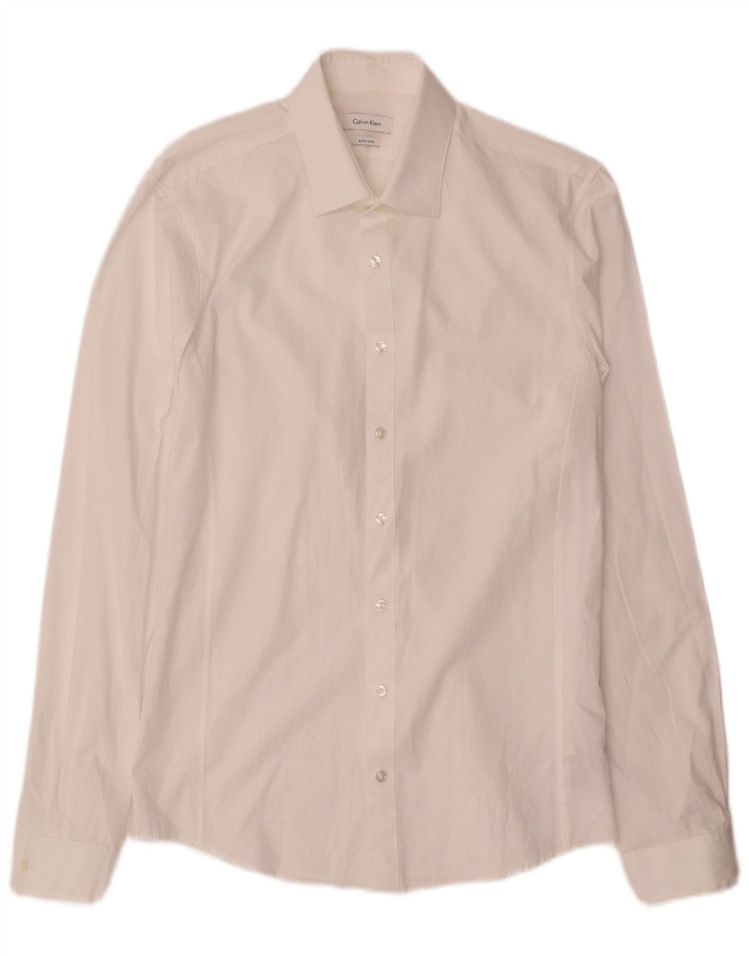 Calvin Klein Herre Extra Slim Fit Skjorte Størrelse 39 15 1/2 Medium Hvid Bomuld
