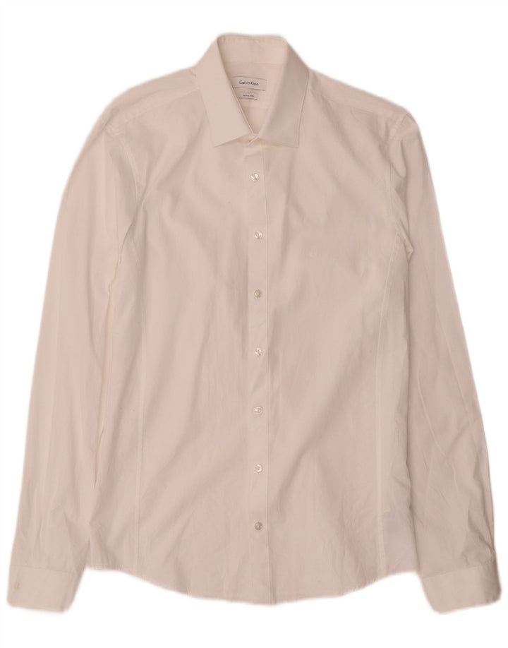 Calvin Klein Herre Extra Slim Fit Skjorte Størrelse 39 15 1/2 Medium Hvid Bomuld