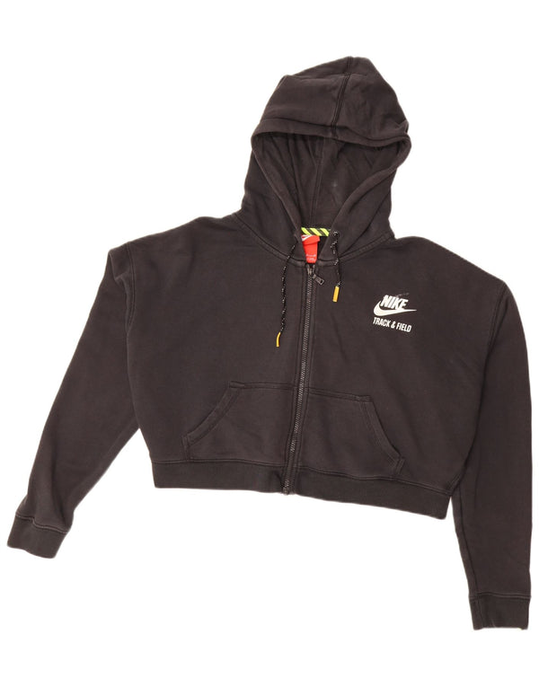 Nike Womens Crop Graphic Oversized hættetrøje med lynlås UK 14 Medium Black