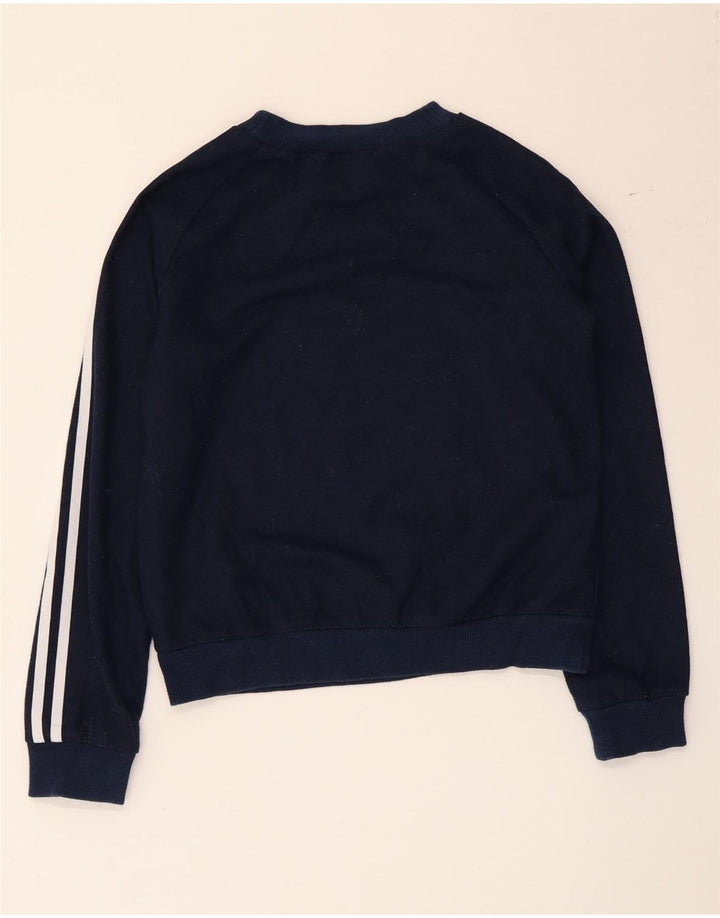 Adidas Herre Crop Sweatshirt Jumper UK 8 Small Navy Blue Polyester