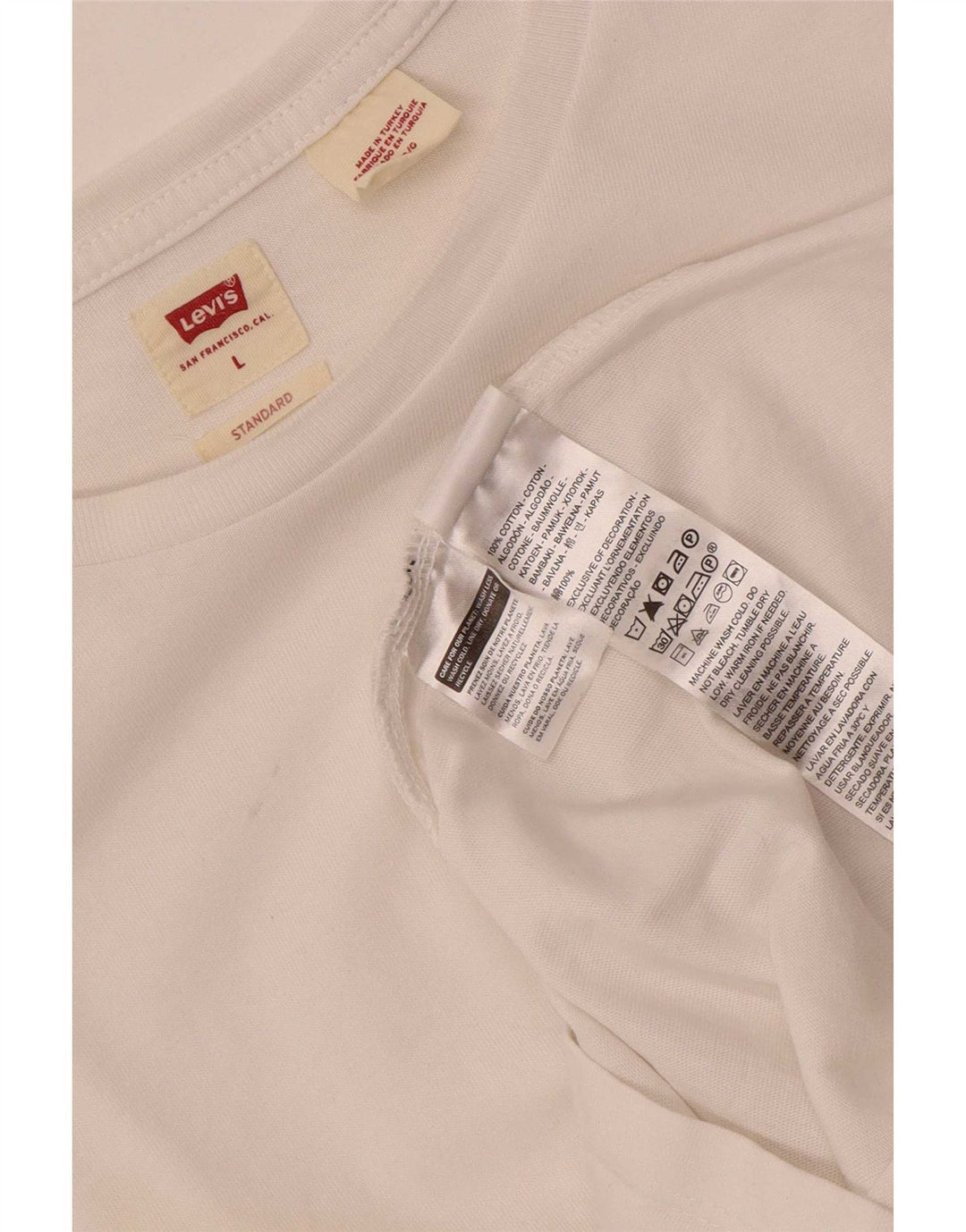 Levi's Herre Standard T-Shirt Top Stor Hvid Bomuld