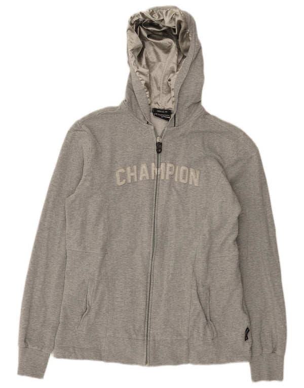 Champion Womens Heritage Graphic Zip Hoodie Sweater UK 18 XL Grå
