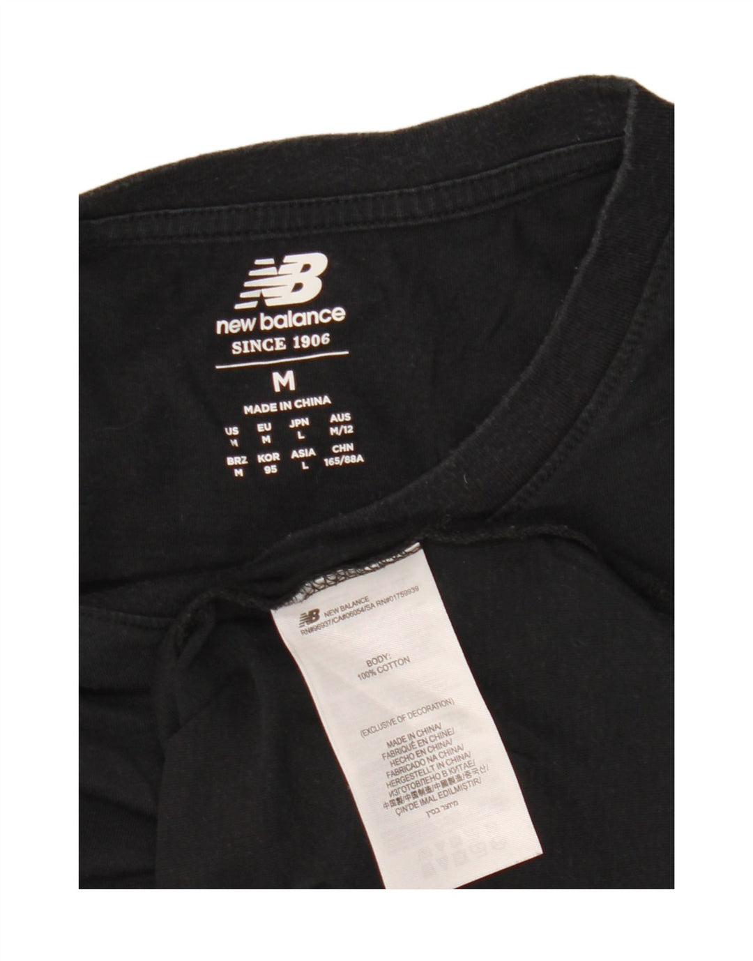 New Balance Herre grafisk T-shirt Top Medium Sort Bomuld