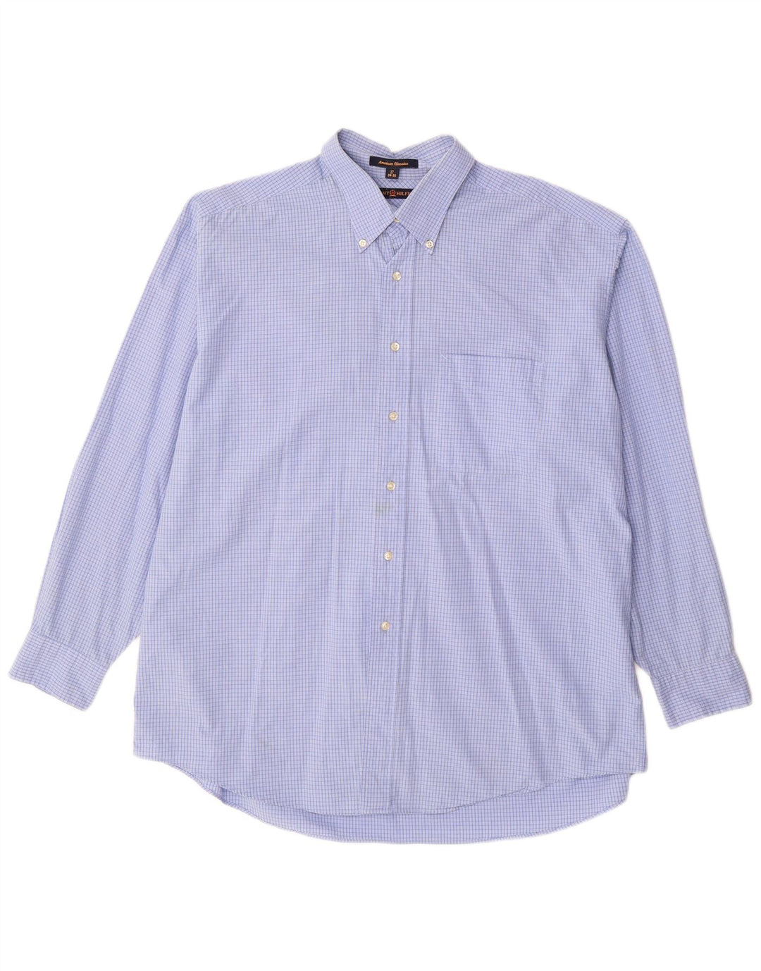 TOMMY HILFIGER Mens Shirt Size 17 XL Blue Check Cotton