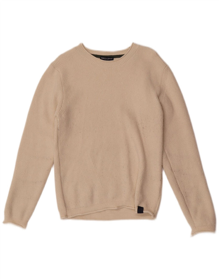 North Sails Dame Crew Neck Jumper Sweater UK 10 Small Beige Viscose