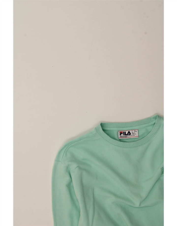 FILA Womens Sweatshirt Jumper UK 16 Large Turquoise Cotton Vintage Fila and Second-Hand Fila from Messina Hembry 