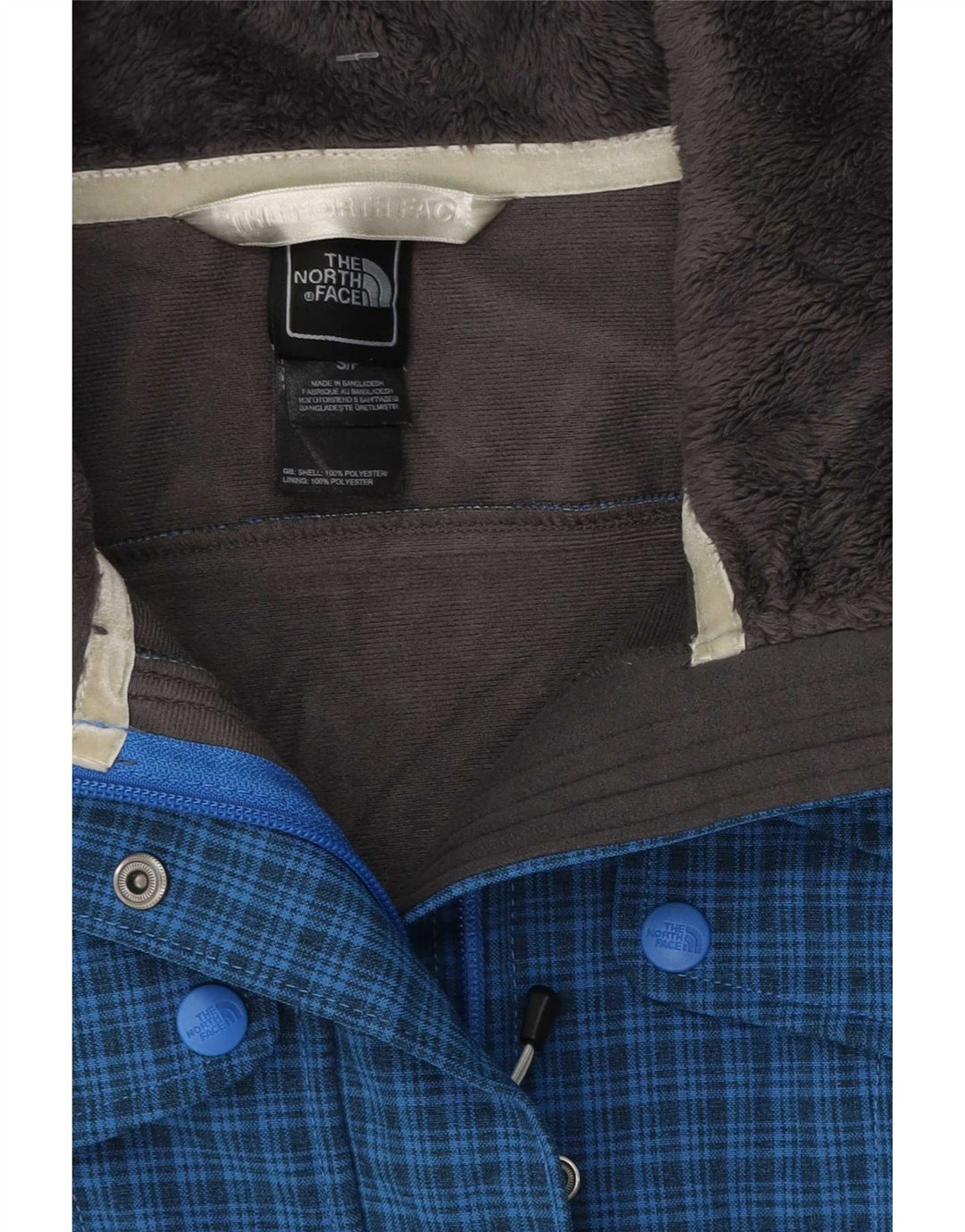 The North Face Dame Windbreaker Jacket UK 10 Small Blue Checked Polyester