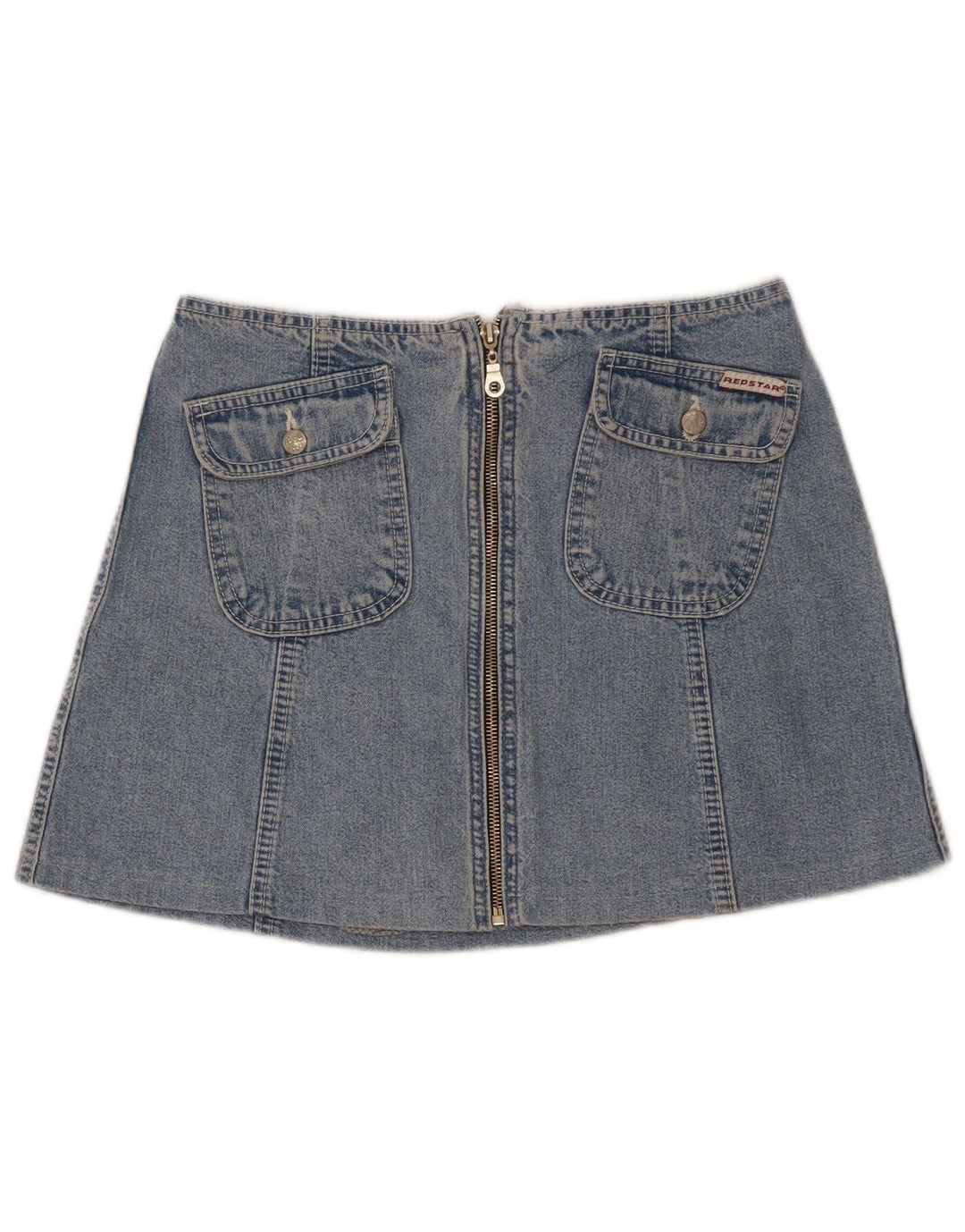 Vintage dame mini denim nederdel W27 lille blå bomuld
