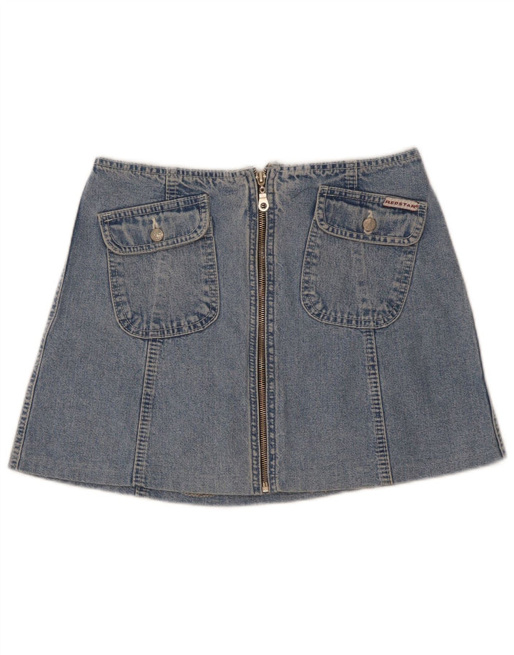 Vintage dame mini denim nederdel W27 lille blå bomuld