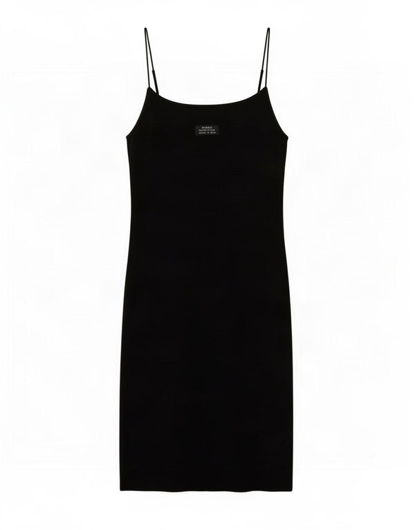 Zara Dame Mini Slip Kjole UK 14 Stor Sort Bomuld