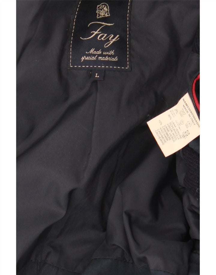 Fay Herre Overfrakke UK 40 Large Navy Blue Virgin Wool