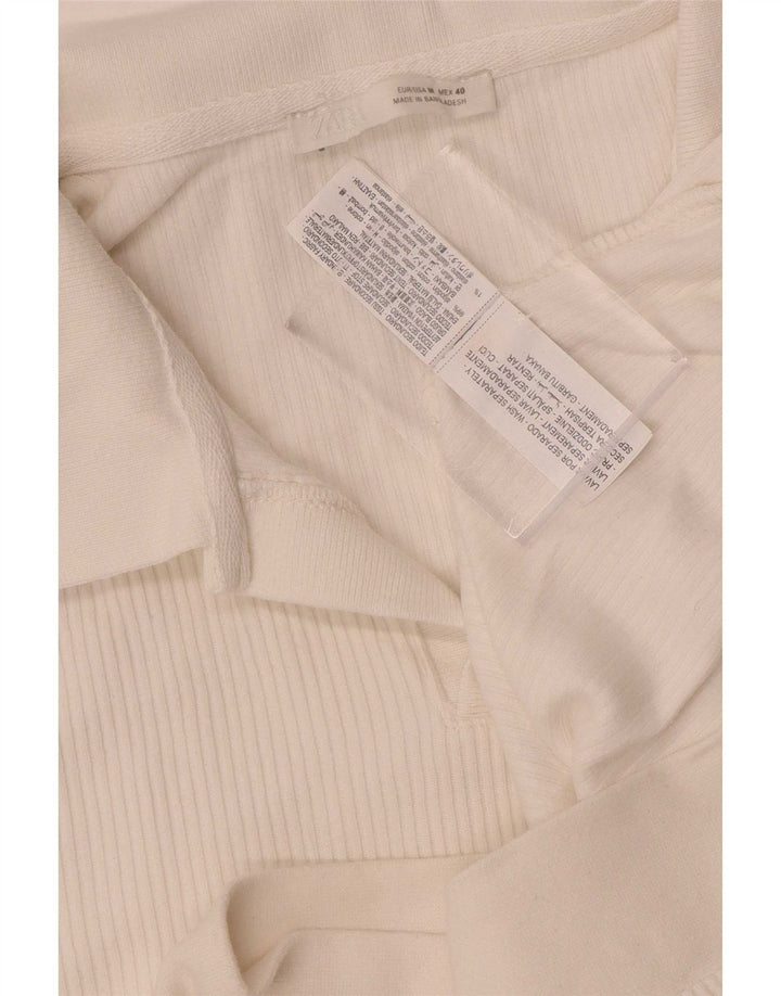 Zara herre poloshirt Medium hvid stribet bomuld