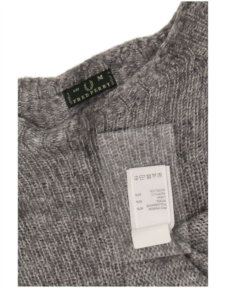 FRED PERRY Dame Boat Neck Sweater UK 14 Medium Grey Flecked