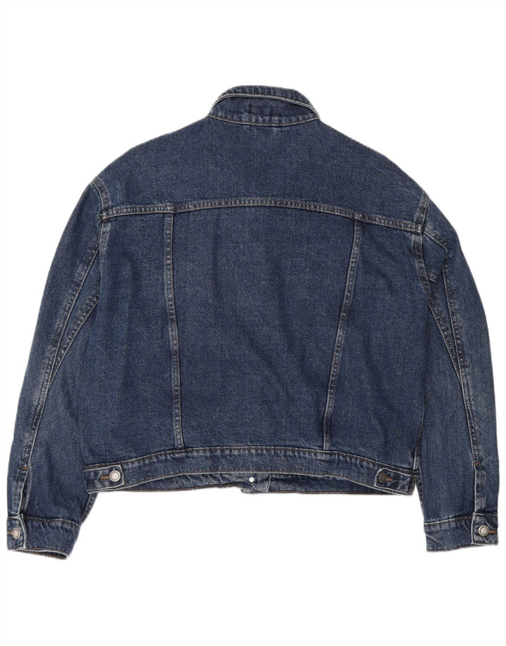 VINTAGE Womens Regular Fit Crop denimjakke UK 16 Large Blue