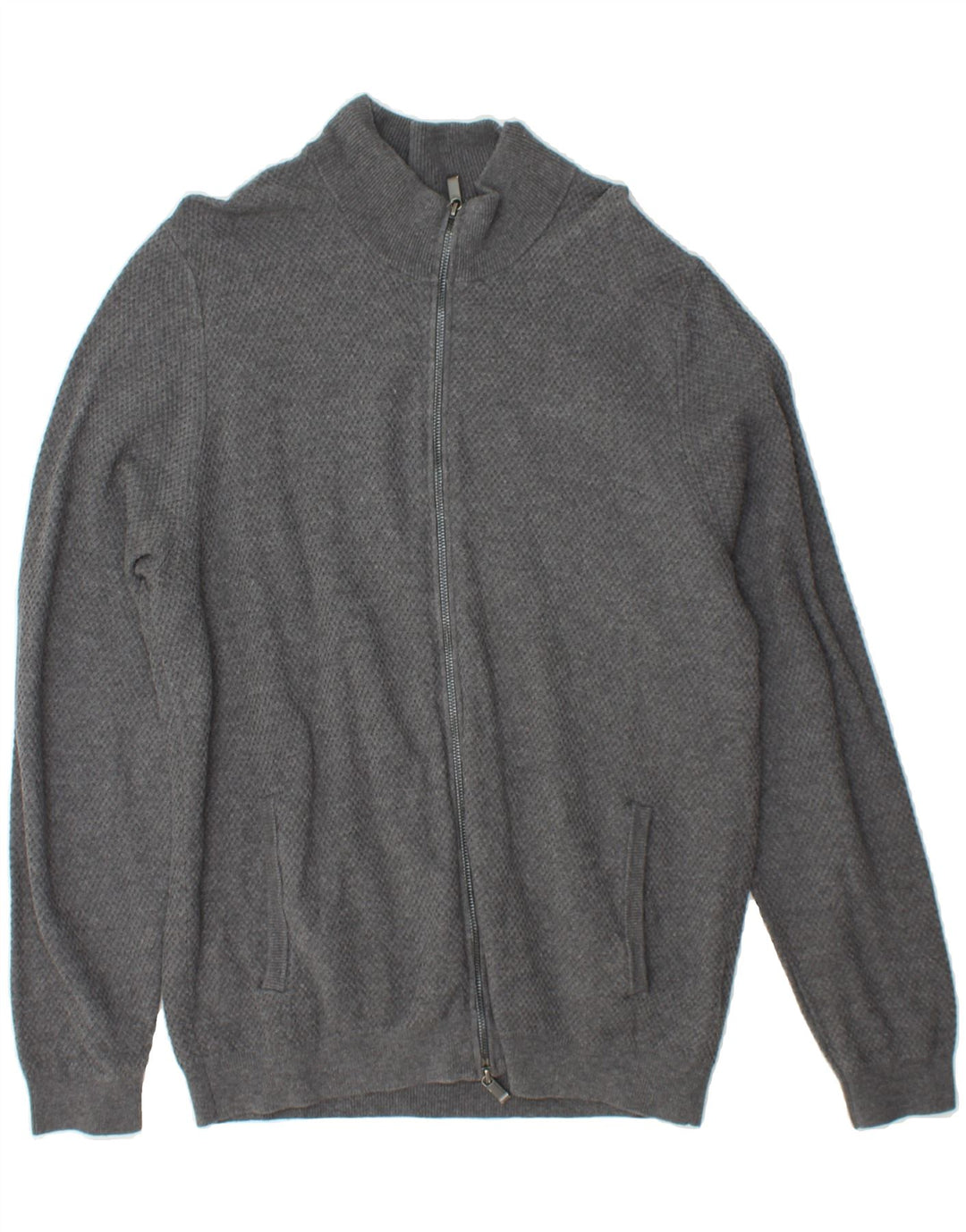 MASSIMO DUTTI Womens Cardigan Sweater UK 14 Large Grey Cotton Vintage Massimo Dutti and Second-Hand Massimo Dutti from Messina Hembry 