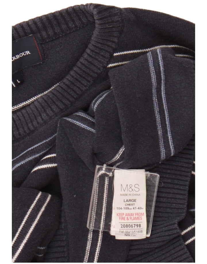 Marks & Spencer Herre Blue Harbor Crew Neck Jumper Sweater Large Navy Blue