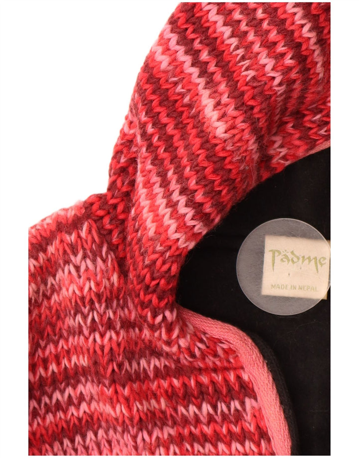 VINTAGE Dame hætte cardigan sweater UK 16 Large Red Flecked Wool