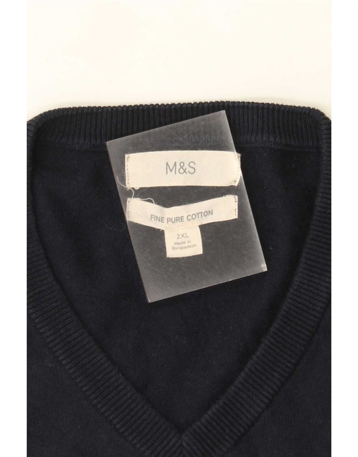 Marks & Spencer Herre V-hals sweater 2XL marineblå bomuld