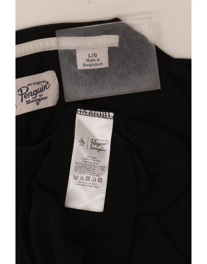 PENGUIN Herre T-Shirt Top Stor Sort Bomuld