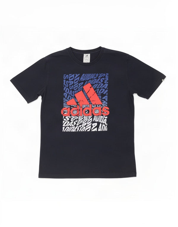 Adidas grafisk T-shirt top til mænd XL marineblå bomuld