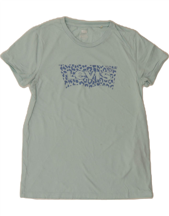 LEVI'S Womens Graphic T-Shirt Top UK 10 Small Blue Cotton Vintage Levi's and Second-Hand Levi's from Messina Hembry 