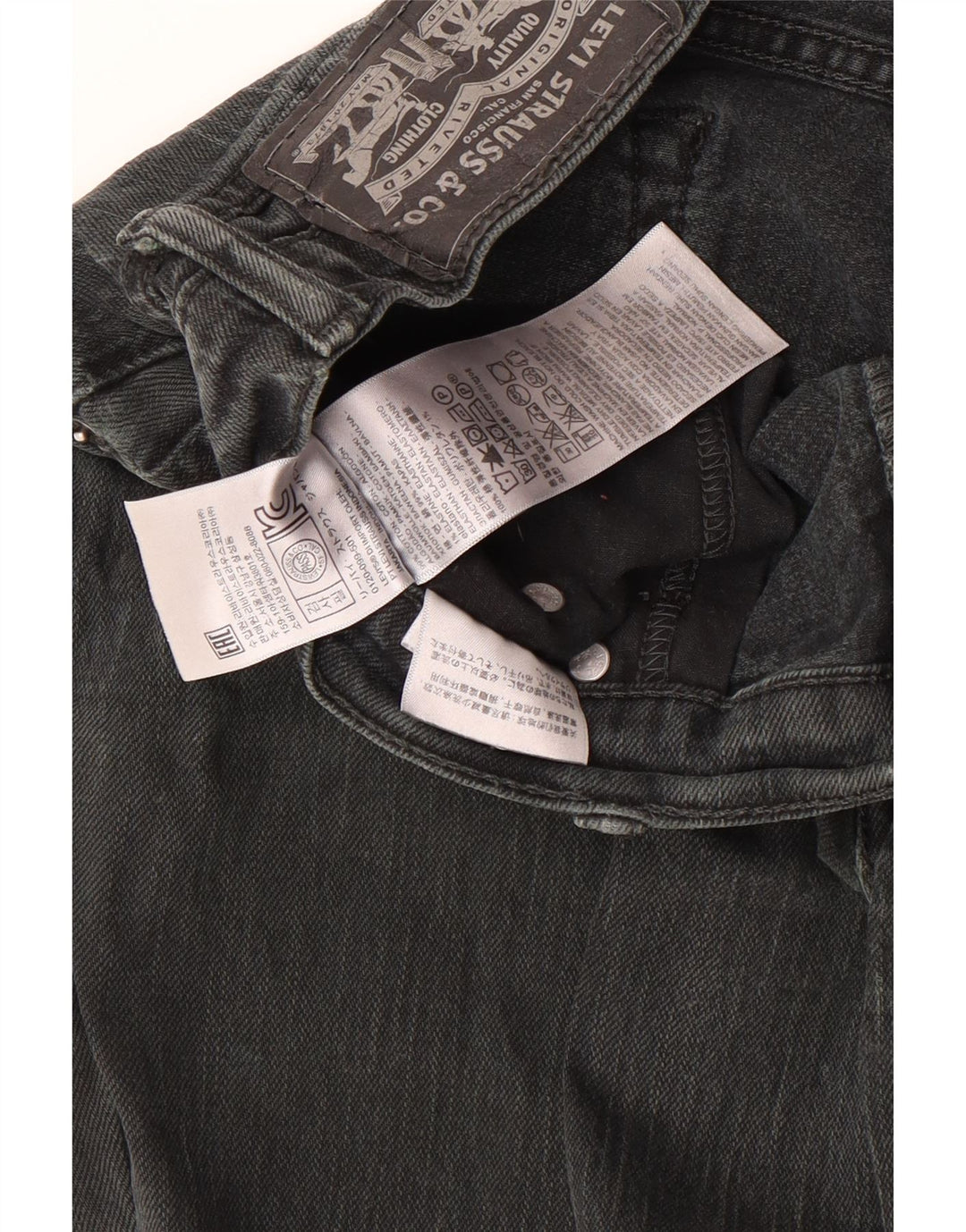 Levi's Men Distressed Straight Jeans W33 L32 Sort Bomuld