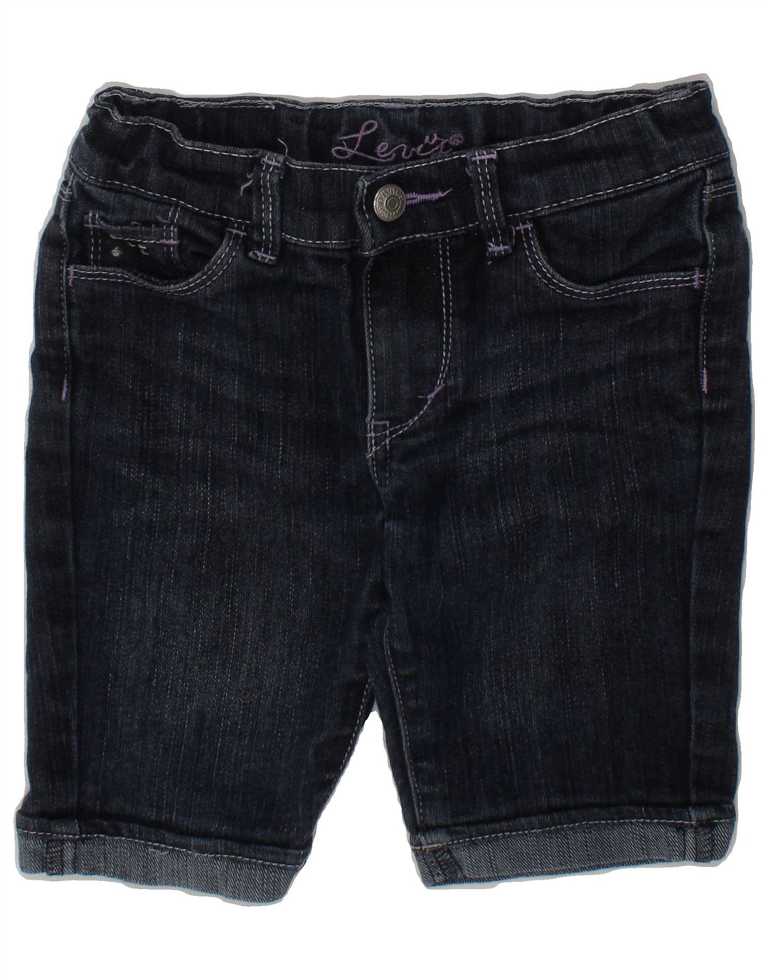 LEVI'S Girls Regular Denim Shorts 4-5 Years W20  Navy Blue Ramie Vintage Levi's and Second-Hand Levi's from Messina Hembry 