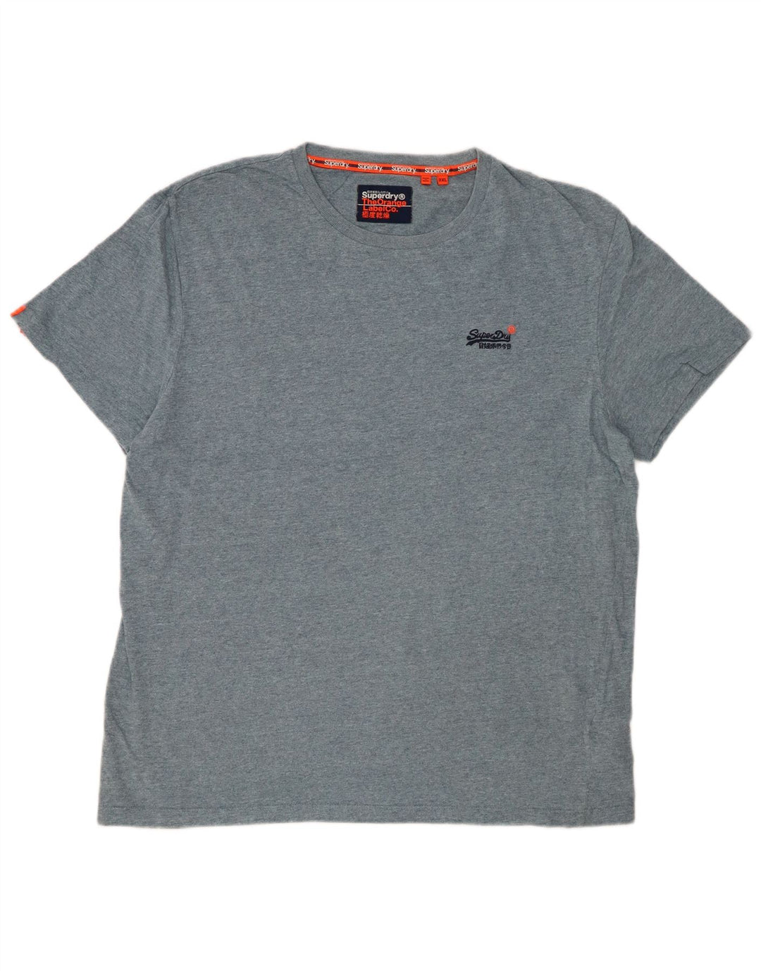 SUPERDRY Herre T-Shirt Top 2XL Blå Flecked Bomuld