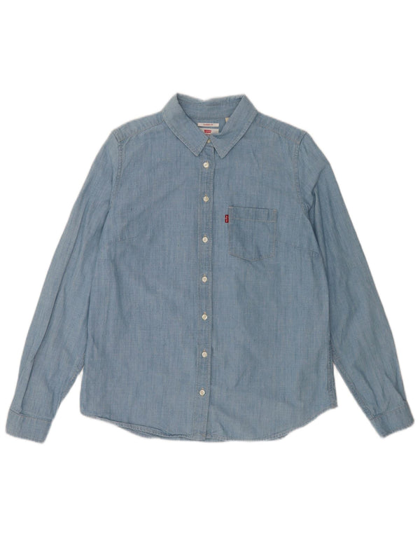 Levi's Womens Classic Fit skjorte UK 14 Medium Blue Cotton
