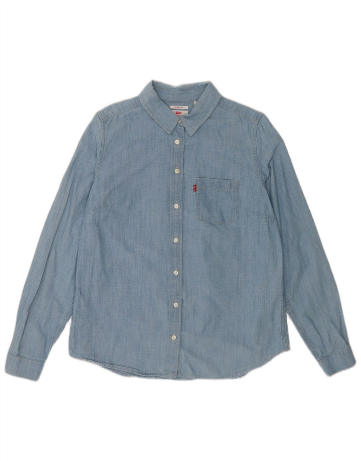 Levi's Womens Classic Fit skjorte UK 14 Medium Blue Cotton